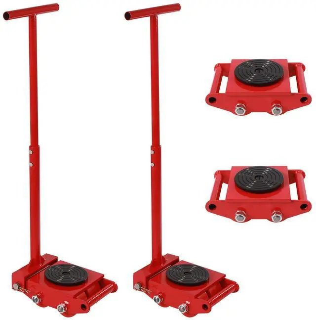 Main image of 4pcs Machinery Skates, Machinery Mover with 2pcs Steering Handles, 6T/13200lbs Capacity, Machinery Moving Skates Dolly w/ 360° Rotation Disc & 4 Rollers, Heavy Duty Industrial Moving Equipment