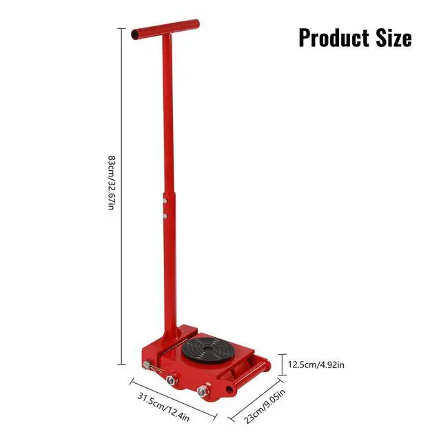 Alt view image 5 of 6 - 4pcs Machinery Skates, Machinery Mover with 2pcs Steering Handles, 6T/13200lbs Capacity, Machinery Moving Skates Dolly w/ 360° Rotation Disc & 4 Rollers, Heavy Duty Industrial Moving Equipment