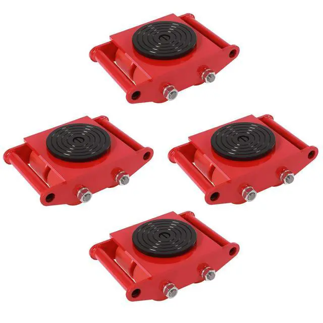 Alt view image 6 of 6 - 4pcs Machinery Skates, Machinery Mover with 2pcs Steering Handles, 6T/13200lbs Capacity, Machinery Moving Skates Dolly w/ 360° Rotation Disc & 4 Rollers, Heavy Duty Industrial Moving Equipment
