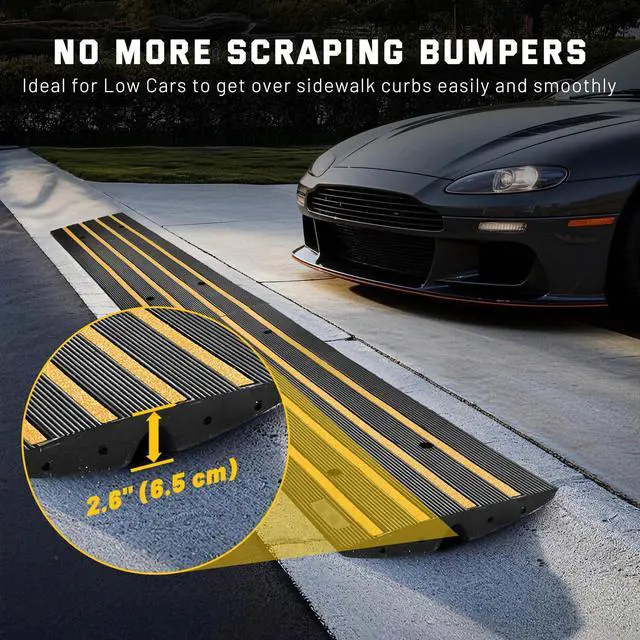 Alt view image 2 of 6 - Driveway Curb Ramp Low Profile Car Ramp 2.6" Rise Garage Sidewalk 2 Pack