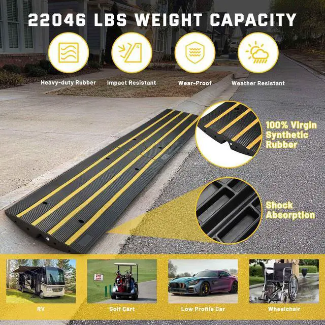 Alt view image 3 of 6 - Driveway Curb Ramp Low Profile Car Ramp 2.6" Rise Garage Sidewalk 2 Pack