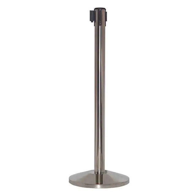 Alt view image 2 of 6 - CCW Series RBB-100- Set of 2 Stanchion Retractable Belt Barriers- Easy to Assemble, No Tools Required (10 Foot Belt, Green Belt with Polished Stainless Steel Post)