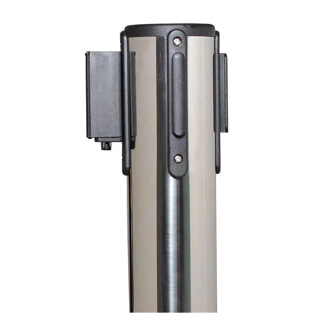 Alt view image 3 of 6 - CCW Series RBB-100- Set of 2 Stanchion Retractable Belt Barriers- Easy to Assemble, No Tools Required (10 Foot Belt, Green Belt with Polished Stainless Steel Post)