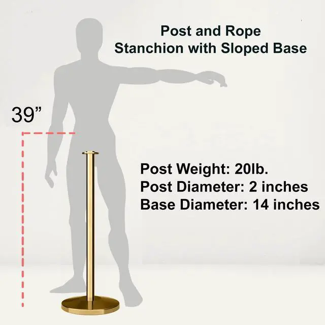 Alt view image 2 of 6 - Cline Post and Rope Stanchion, Sloped Base, (Polished Stainless Steel Post, Flat Top)