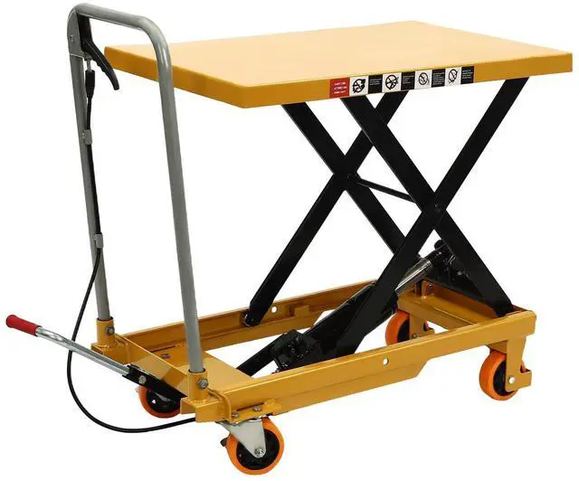 Main image of Hydraulic Lift Table Cart, 550lbs 30.5" Lifting Height with 4 Wheels and Non-Slip Pad, for Material Handling and Transportation, Yellow