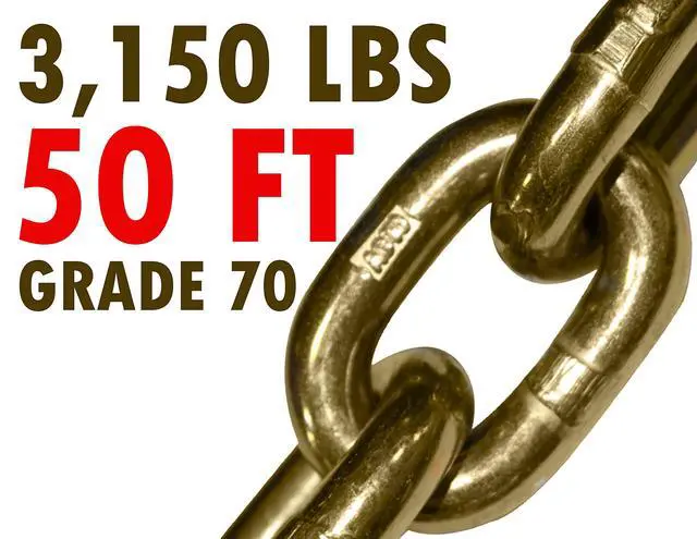 Alt view image 2 of 2 - 1/4" x 50' Grade 70 Transport Chain Flatbed Tow Truck Trailer Safety WLL 3150 lb
