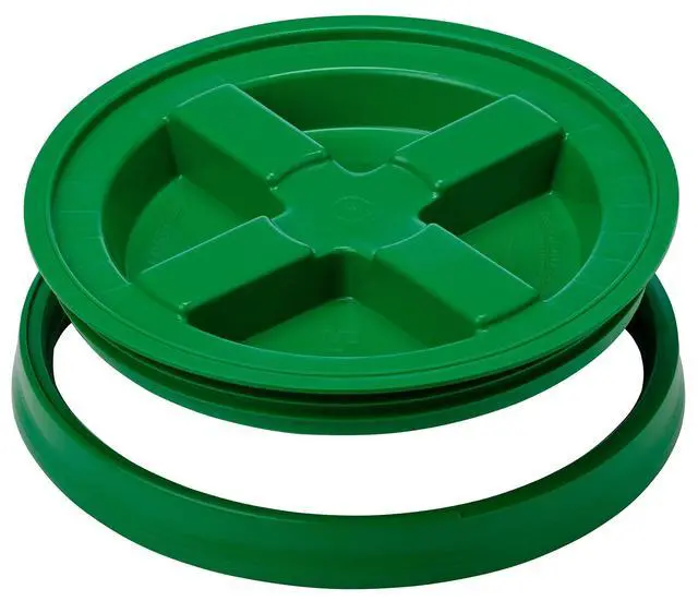Alt view image 4 of 6 - 3.5 Gallon Food Grade Grey Bucket Pail with Green Screw on Air-Tight Lid (Pack of 4) BPA Free containers -Made in USA