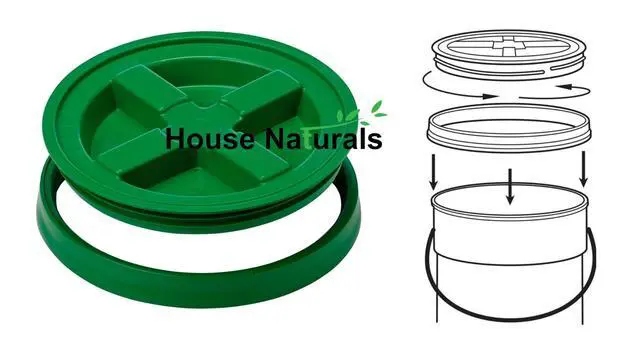Alt view image 5 of 6 - 3.5 Gallon Food Grade Grey Bucket Pail with Green Screw on Air-Tight Lid (Pack of 4) BPA Free containers -Made in USA