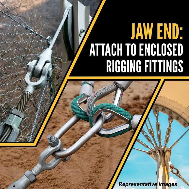 Alt view image 3 of 6 - 1-1/4 Inch x 18 Inch Jaw and Eye Galvanized Turnbuckle, Working Load Limit 15,200 Pounds, Uses: Tower, Suspension, Mining, Rigging, Tensioning