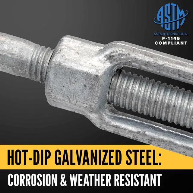 Alt view image 5 of 6 - 1-1/4 Inch x 18 Inch Jaw and Eye Galvanized Turnbuckle, Working Load Limit 15,200 Pounds, Uses: Tower, Suspension, Mining, Rigging, Tensioning