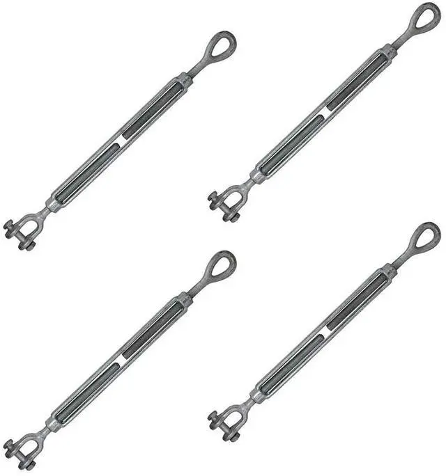 Main image of 5/8 Inch x 12 Inch Jaw and Eye Galvanized Turnbuckle, Working Load Limit 3,500 Pounds, 4 Pack, Uses: Tower, Suspension, Tensioning