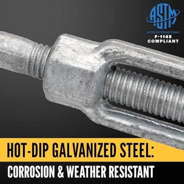 Alt view image 5 of 6 - 5/8 Inch x 12 Inch Jaw and Eye Galvanized Turnbuckle, Working Load Limit 3,500 Pounds, 4 Pack, Uses: Tower, Suspension, Tensioning