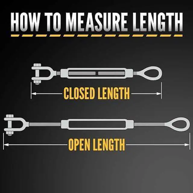 Alt view image 6 of 6 - 5/8 Inch x 12 Inch Jaw and Eye Galvanized Turnbuckle, Working Load Limit 3,500 Pounds, 4 Pack, Uses: Tower, Suspension, Tensioning