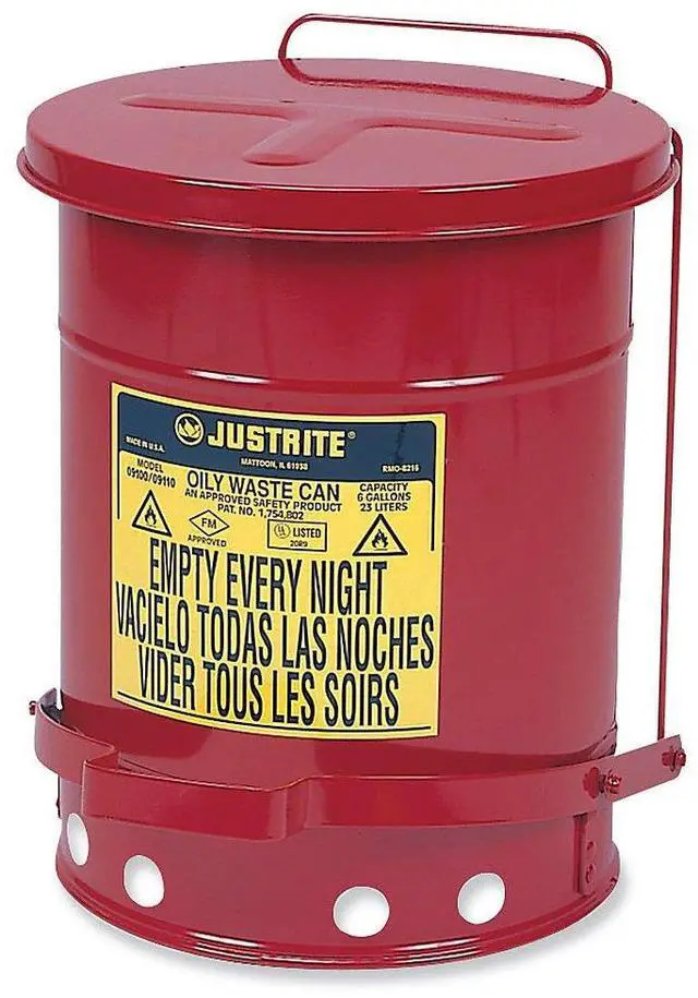Main image of 09300 Red Galvanized Steel Oily Waste Safety Can - 10 Gallon Capacity