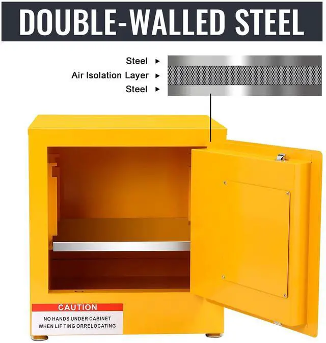 Alt view image 3 of 6 - 17x17x18 inch Double-Walled Fire Safety Cabinet, Heavy Duty Steel with Air Isolation Layer, Ideal for Secure Storage of Flammable Materials in Industrial and Home Use