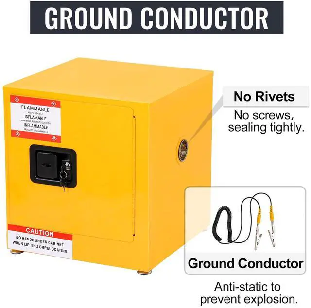 Alt view image 5 of 6 - 17x17x18 inch Double-Walled Fire Safety Cabinet, Heavy Duty Steel with Air Isolation Layer, Ideal for Secure Storage of Flammable Materials in Industrial and Home Use