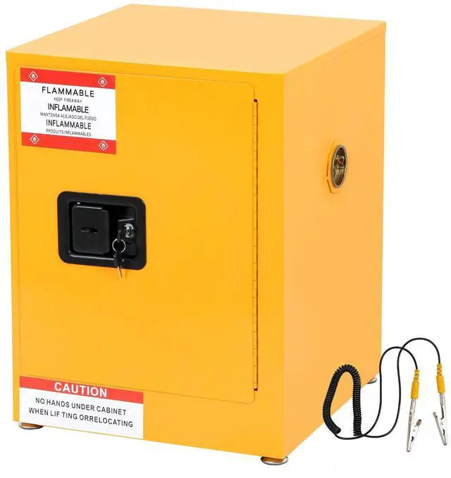 Main image of 22H x 17W x 17D Flammable Cabinet Galvanized Steel Safety Cabinet, Explosion Proof Fireproof Hazardous Gas Can Storage Cabinet for Commercial Industrial and Home Use, Yellow