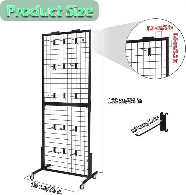 Alt view image 2 of 6 - Grid Wall Panels Display Stand - Metal Shelving with 30 Hooks for Vendor Events Art Panels Heavy Duty Floor Standing Movable Detachable Retail Display Stand Wire Grid Tower for Easy Transport(2pcs)
