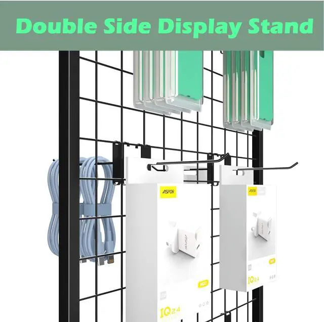 Alt view image 3 of 6 - Grid Wall Panels Display Stand - Metal Shelving with 30 Hooks for Vendor Events Art Panels Heavy Duty Floor Standing Movable Detachable Retail Display Stand Wire Grid Tower for Easy Transport(2pcs)