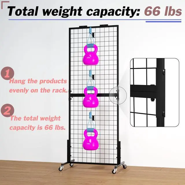 Alt view image 6 of 6 - Grid Wall Panels Display Stand - Metal Shelving with 30 Hooks for Vendor Events Art Panels Heavy Duty Floor Standing Movable Detachable Retail Display Stand Wire Grid Tower for Easy Transport(2pcs)