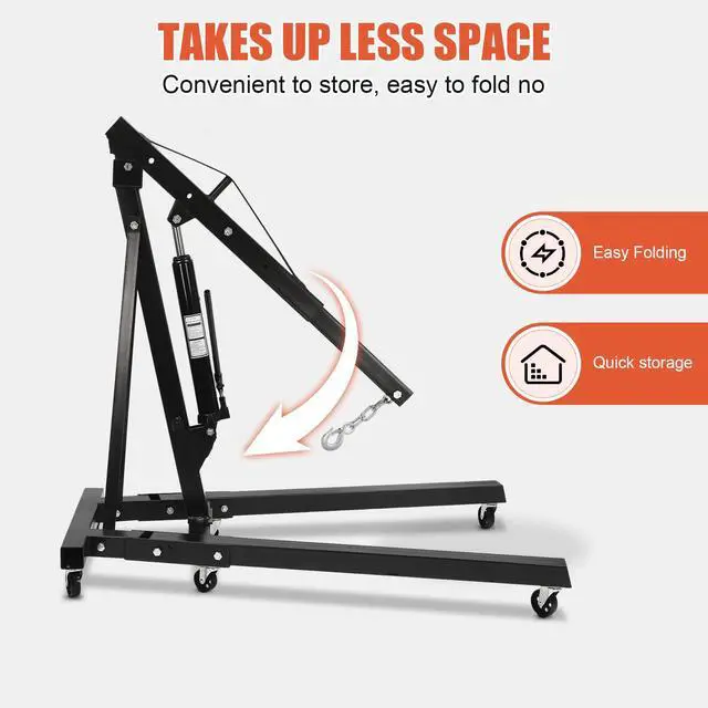 Alt view image 6 of 6 - 2 Ton Engine Hoist, Folding Hydraulic Engine Hoist, Heavy Duty Folding Shop Crane, Cherry Picker Shop Crane Hoist Lift, with 6 Casters, for Workshops, Warehouses(Sent in 2 Packages, 4409lb)
