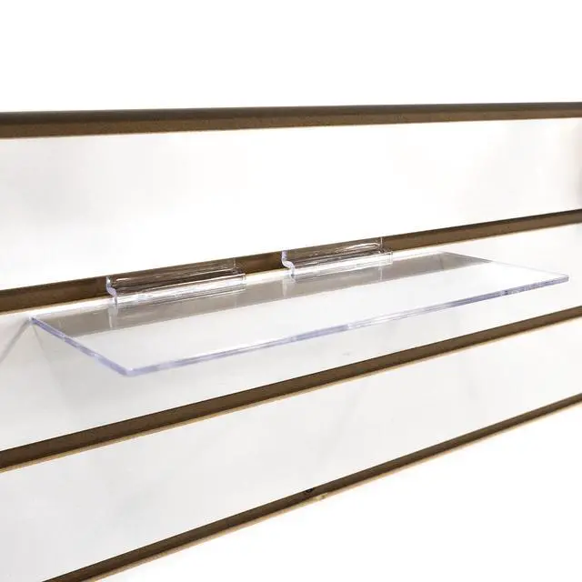 Alt view image 2 of 6 - Clear Acrylic Slatwall Shoe Shelf, 4" D x 10" L Flat Acrylic Shoe Display Shelf, 100 Pack