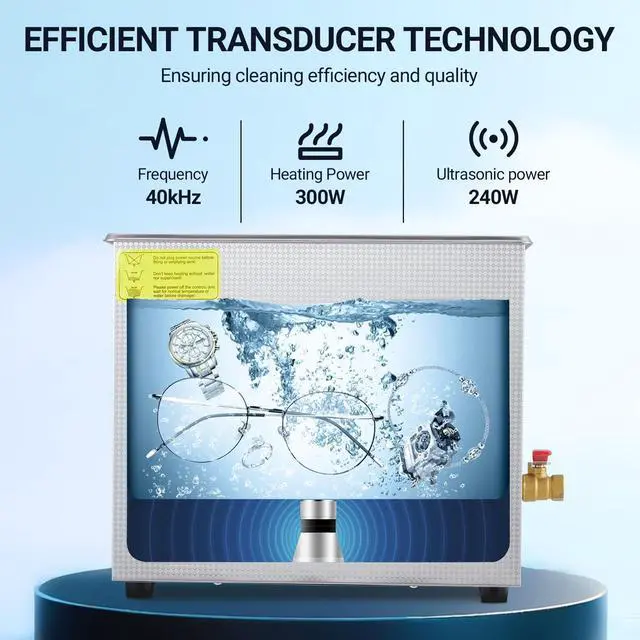 Alt view image 2 of 6 - Commercial Ultrasonic Cleaner, 10 L Professional Ultrasonic Cleaner, 40kHz with Digital Timer&Heater, 240 w Excellent Cleaning Machine for Watch Eyeglasses Rings
