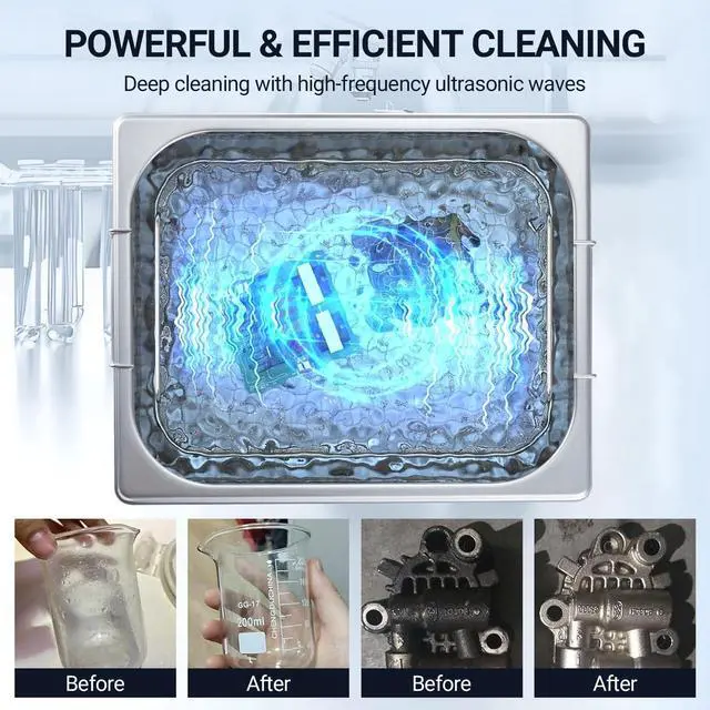 Alt view image 3 of 6 - Commercial Ultrasonic Cleaner, 10 L Professional Ultrasonic Cleaner, 40kHz with Digital Timer&Heater, 240 w Excellent Cleaning Machine for Watch Eyeglasses Rings