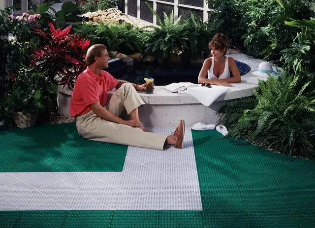 Alt view image 3 of 6 - ® 3'x4' Interlocking Sheet (Almond) - Patio, Lanai & Pool Deck Flooring