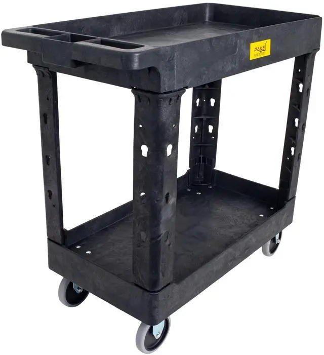 Main image of 550lb Capacity Heavy Duty Plastic Utility Cart 34-1/2" L x 16-3/4" W with Handle 2 Shelves