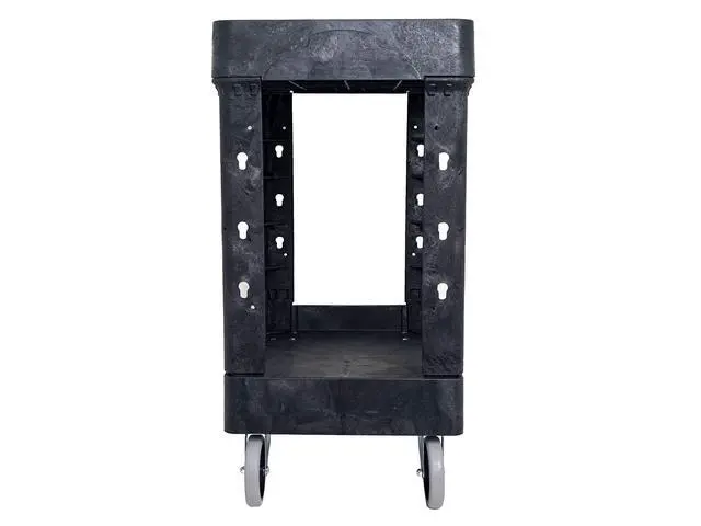 Alt view image 2 of 6 - 550lb Capacity Heavy Duty Plastic Utility Cart 34-1/2" L x 16-3/4" W with Handle 2 Shelves