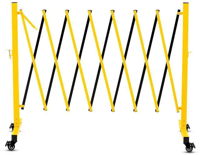 Main image of 11FT Traffic Barricade with Casters, Metal Expandable Barricade, Folding Security Gate, Retractable Fence Outdoor Barricade Fence for Construction Area, Traffic Control, Yellow