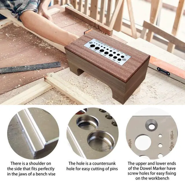 Alt view image 5 of 6 - A2 Steel Dowel Plate, Steel Dowel Plate 17 Holes Dowel Maker Steel Plate with Holes from 1/8 Inch to 5/8 Inch for Woodworking, High Speed Steel Dowel Plate 17 Holes English System