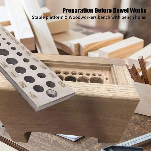 Alt view image 6 of 6 - A2 Steel Dowel Plate, Steel Dowel Plate 17 Holes Dowel Maker Steel Plate with Holes from 1/8 Inch to 5/8 Inch for Woodworking, High Speed Steel Dowel Plate 17 Holes English System