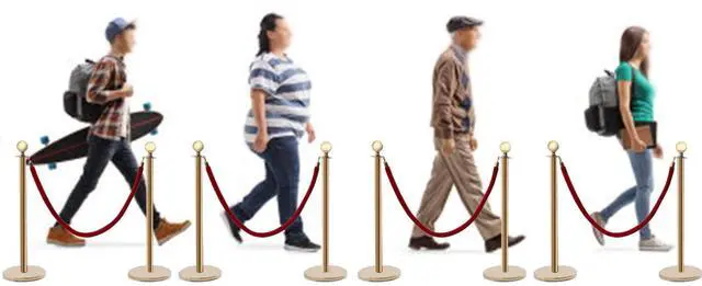 Alt view image 2 of 6 - Stainless Steel Stanchion Post Queue w/5 ft Red Velvet Rope, Stanchion Post with Ball Top, Crowd Control Barriers Gold Stanchions, Red Carpet Poles, Crowd Control Ropes & Poles