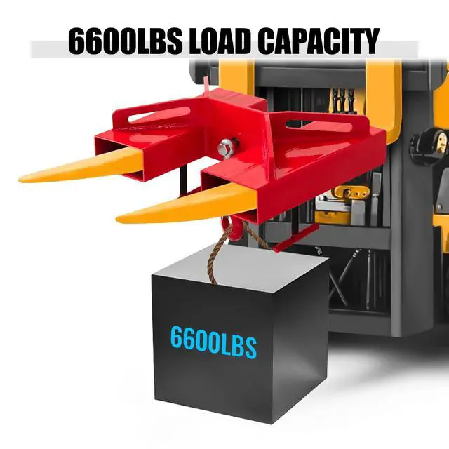 Alt view image 2 of 6 - Forklift Lifting Hook, 660lbs Capacity Hoist, Red Mobile Crane with Swivel Hook and Two Large T-Screws, Fork Attachment (3T)