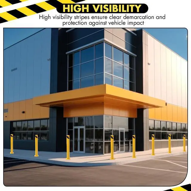 Alt view image 6 of 6 - Safety Bollard Post, 36 x 4.5 inch Removable Steel Traffic Parking Barrier Bollards, Yellow, 6 Pack