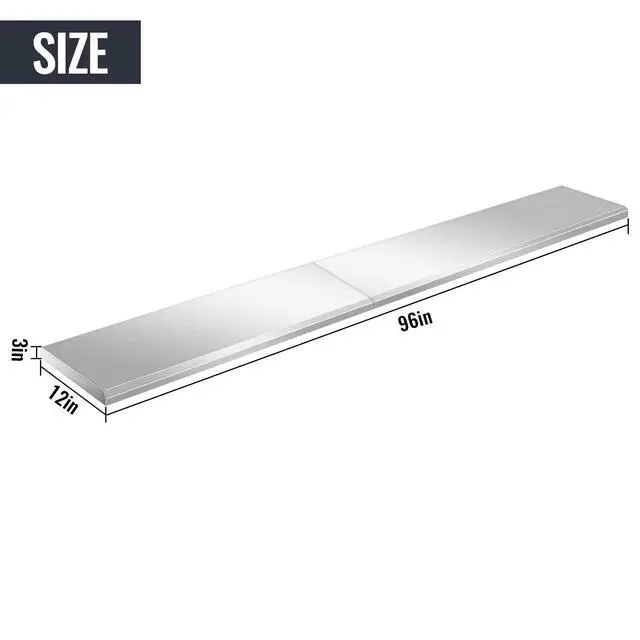 Alt view image 2 of 6 - Folding Concession Shelf 96L X 12W Inch, Stainless Steel Drop Down Folding Serving Food Shelf Stand Serving for Concession Window
