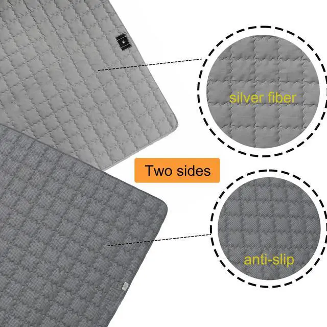 Alt view image 2 of 6 - Grounding Mat Cotton Grounding Pad for Bed, Grounding Sheet Anti-Slip Mat Pad with Cotton & Silver Fiber, with 15ft Grounding Cord for Sleep for Stress Relief Sleep Improvement 23 * 35in