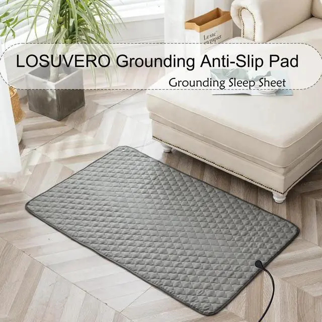 Alt view image 4 of 6 - Grounding Mat Cotton Grounding Pad for Bed, Grounding Sheet Anti-Slip Mat Pad with Cotton & Silver Fiber, with 15ft Grounding Cord for Sleep for Stress Relief Sleep Improvement 23 * 35in