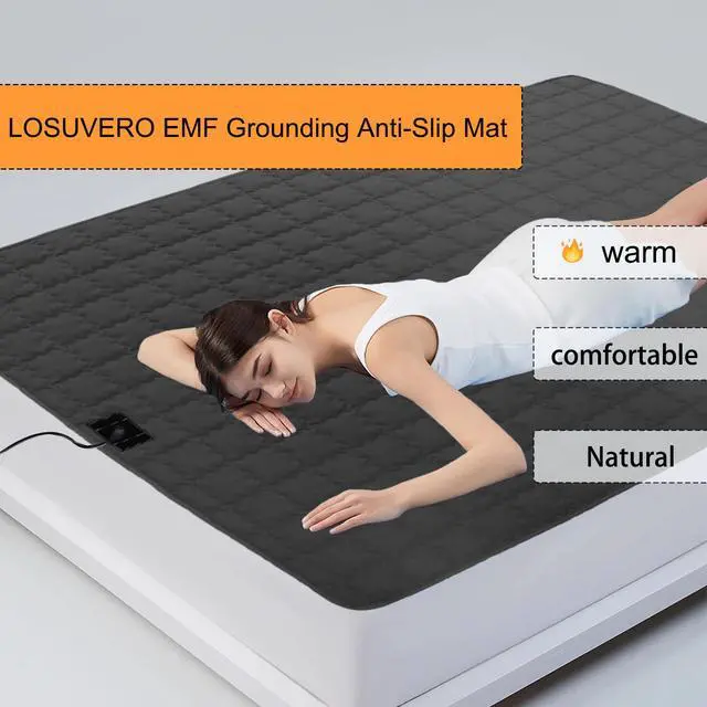 Alt view image 5 of 6 - Grounding Mat Cotton Grounding Pad for Bed, Grounding Sheet Anti-Slip Mat Pad with Cotton & Silver Fiber, with 15ft Grounding Cord for Sleep for Stress Relief Sleep Improvement 23 * 35in