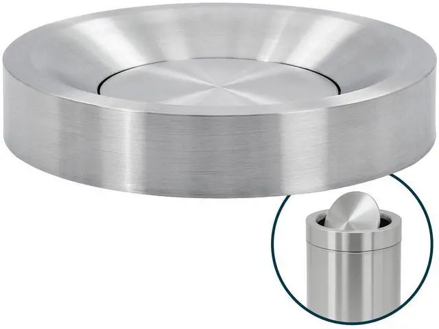 Main image of Swing Lid Commercial Stainless Steel Trash Can Open Top 50-Gallon Heavy-Duty Garbage Can, Modern, Round, Large Waste Receptacle for Indoor Use High-Traffic Areas - Brushed Silver