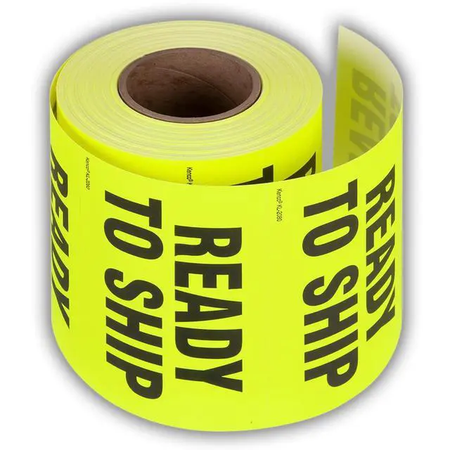 Alt view image 2 of 5 - 3" X 5" Ready to Ship Fluorescent Shipping Label Stickers for Shipping and Packing - 500 Adhesive Labels Per Roll (10 Pack)