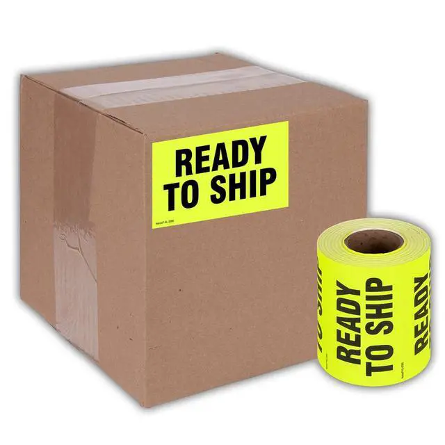 Alt view image 5 of 5 - 3" X 5" Ready to Ship Fluorescent Shipping Label Stickers for Shipping and Packing - 500 Adhesive Labels Per Roll (10 Pack)