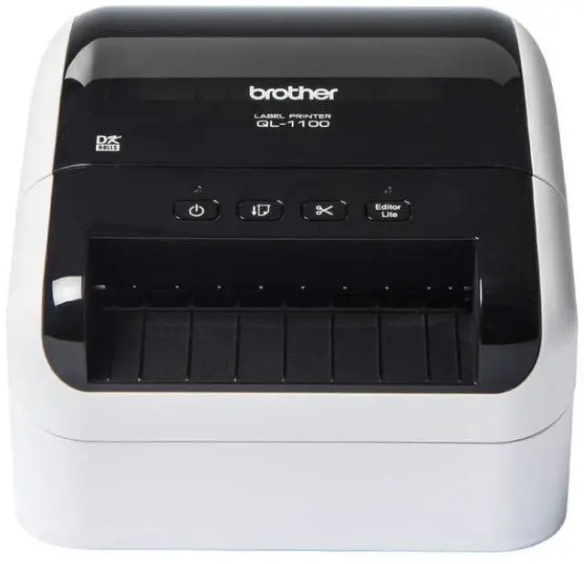 Main image of QL-1100 Label Maker, USB 2.0, Shipping & Barcode Label Printer, Desktop, Up to 4 inch Wide Labels, Includes 41 x Large Shipping Labels & 62mm Continuous Tape Roll, UK Plug