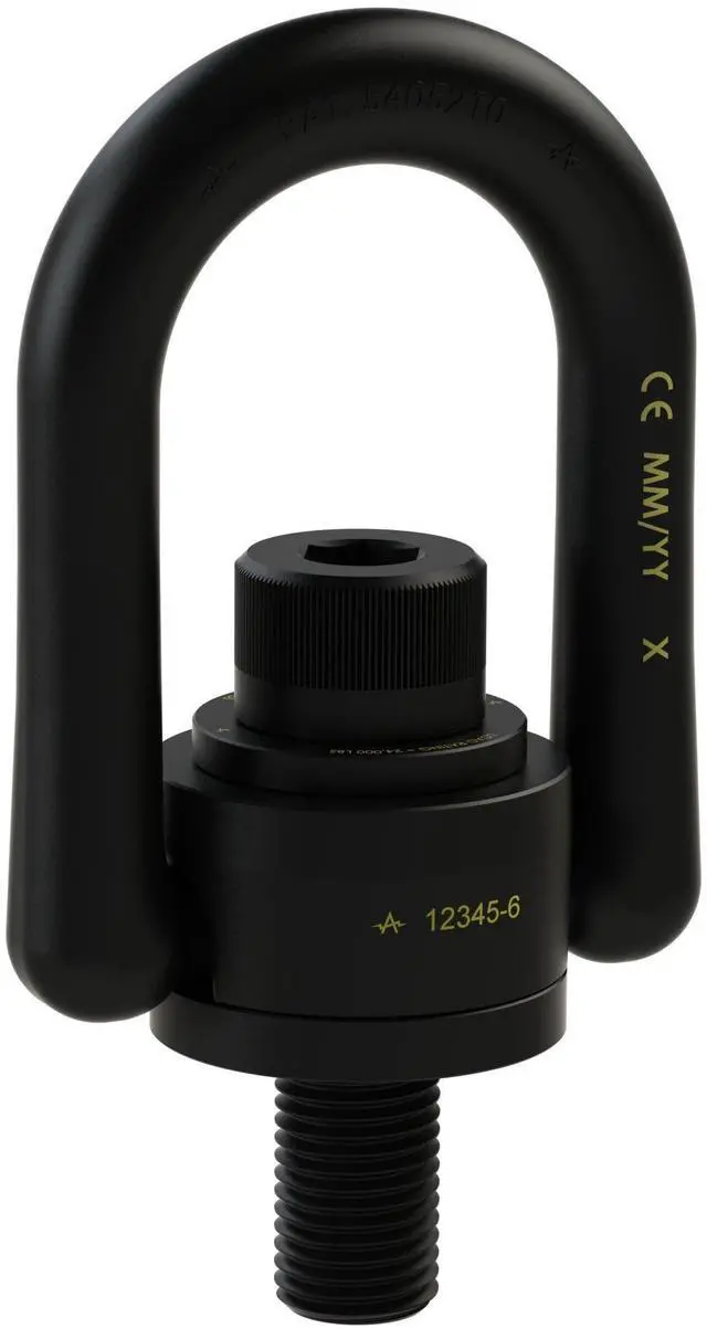 Main image of 33716 Heavy Duty Swivel Hoist Ring, Alloy Steel w/ Black Oxide finish, G Thread Size 3/4"-10, 5000 lbs Working Load Limit, 5-19/64" Height, 1-1/2" Thread Length