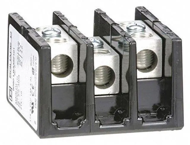 Main image of Square D Power Distribution Block, 175 Max. Amps, 4 Pack of Number of Poles: 3, Primary Wire Range (AWG): 14 to 2/0 AWG