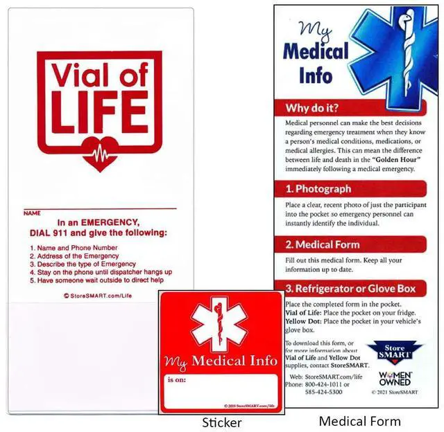 Main image of StoreSMART - Vial of Life PRO Medical Info Pocket - Magnetic Back - 50-Pack - for Refrigerator, Locker, Filing cabinets - LP4X9SW-50