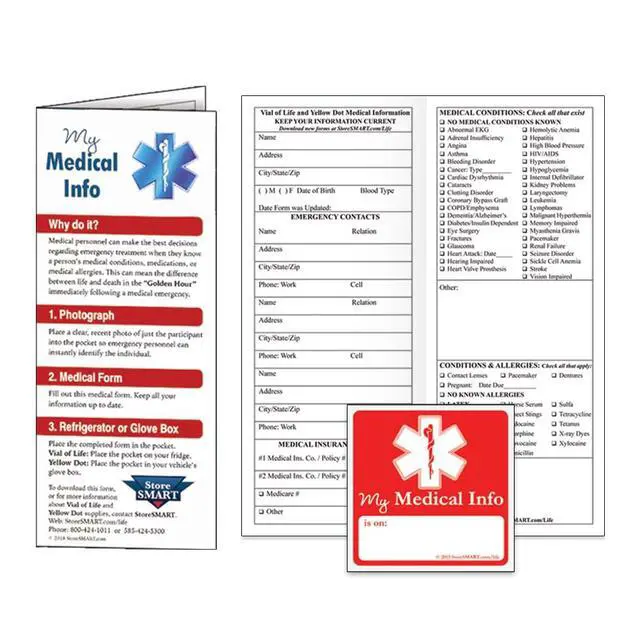 Alt view image 4 of 5 - StoreSMART - Vial of Life PRO Medical Info Pocket - Magnetic Back - 50-Pack - for Refrigerator, Locker, Filing cabinets - LP4X9SW-50