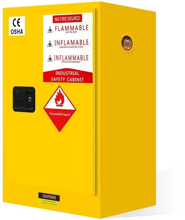 Main image of 30 Gallon Red Flammable Safety Cabinet, NFPA & OSHA Compliant, Fireproof 14GA Steel Cabinet with Adjustable Shelf, 3-Point Lock, Manual-Closing Doors, Vent System (Yellow 23"W x 18"D x 35"H)
